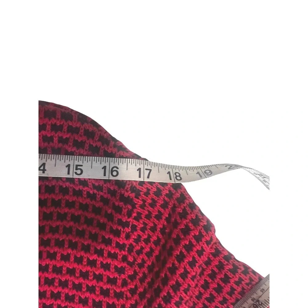 Karen Scott‎ Red Black Houndstooth Knit V-Neck Sweater Pullover Size 0X NWOT
